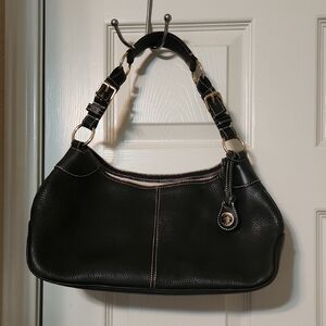 Dooney &Bourke Black and Gold Shoulder Bag with Crescent Silhouette